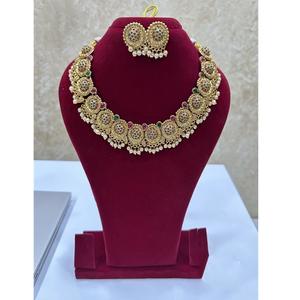 ชุดเครื่องประดับชุบทองชุดสร้อยคอคลาสสิกชุดสร้อยคอเจ้าสาวและต่างหูขนาดเล็กสำหรับงานแต่งงานงานหมั้นสำหรับผู้หญิง - Product Image 1