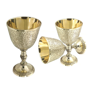 Luxury Brass <b>Goblet</b> | Handcrafted Royal Chalice | Antique Engraved Vintage Cup | Medieval Style Decorative Showpiece for Home - Product Image 1