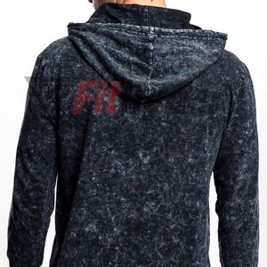 Haute qualité séchage rapide lavé à l'acide sweats à capuche surdimensionnés personnalisé brodé fermeture éclair respirant tissu tricoté hiver manteau à capuche OEM - Product Image 6