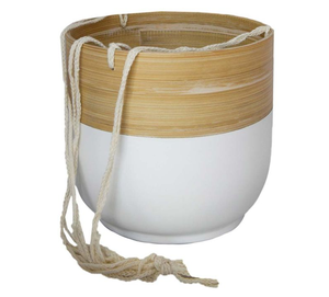 Pot de plante suspendu en bambou coloré avec corde, jardinière décorative d'intérieur en bambou tressé pour la vente en gros - Product Image 3