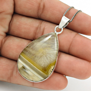 Meilleure vente Nouveau design Pendentif en forme de poire en forme d'agate à plume naturelle en argent sterling 925 Bijoux faits à la main Fournisseurs en gros - Product Image 2