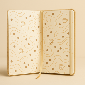 LABON tazza di caffè ricamo Boucle diario marrone peluche pile taccuino con fascia elastica e tazza d'oro segnalibro - Product Image 2