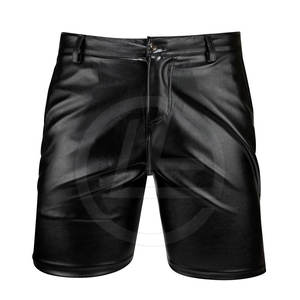 Stretch Waist Faux Leather <b>Shorts</b> For <b>Men</b> <b>With</b> <b>Zip</b> Pockets Custom Fit Leather <b>Shorts</b> For <b>Men</b> <b>With</b> Minimalist Design - Product Image 1