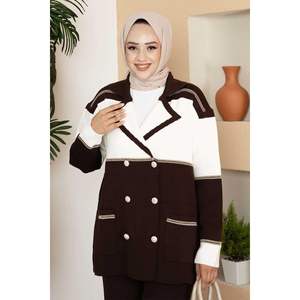 ชุดถักฮิญาบกระดุม2ชิ้นสีน้ำตาล - Product Image 4