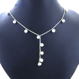 Elegante Collar en Y con Perlas de Agua Dulce Plateadas, Grado AAA, Redondas, para Mujer, Joyería Elegante y Atemporal para Regalo - Product Image 2