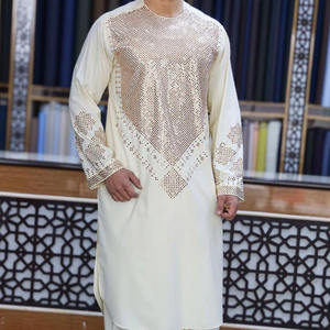 Volledig geborduurde etnische mannen kurta/kurti sets, beste kwaliteit, halsband, 2-delig salwar pak, omkeerbaar katoen, bruiloft, casual - Product Image 3