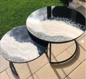 Premium Eco-Friendly Portable <b>Resin</b> Coffee Table Hand-painted Customized Color High Gloss Coating Modern Design Living Room Use - Product Image 3