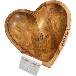 Bol de prière de congrégation en bois avec cartes de coeur cadeau religieux chrétien en bambou pour bol de pâte de prière d'Inde - Product Image 6