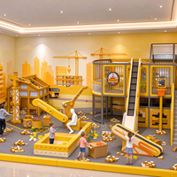 Aire de jeux intérieure personnalisée pour enfants Diggerland, centre de jeu avec piscine à sable, excavatrice, grue, camion et mur de sable
