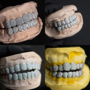 Vvs <b>Diamond</b> Vintage 925 <b>Silver</b> Custom Invisible <b>Diamond</b> Grillz Hip Hop Iced Out Princess Cut for <b>Teeth</b> - Product Image 4