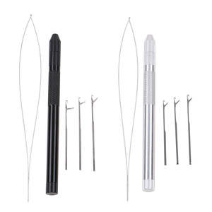 Aiguille à crochet multifonction en aluminium et enfileur de boucles pour extensions de cheveux - Product Image 3