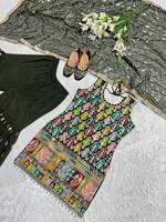 Conjunto Sharara Negro Elegante para Mujer de Antra Lifestyle, Salwar de Primera Calidad, Protección Solar, Ideal para Fiestas, Sin Arrugas, Tela Sintética Resistente