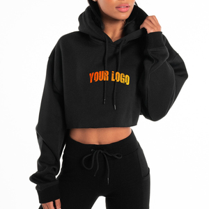 Haut de yoga à capuche en coton pour femme avec logo personnalisé COI, ourlet à cordon, épaules tombantes, pour entraînement sportif et activités physiques, longues capuches - Product Image 1