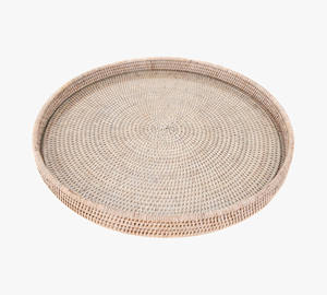 New Arrival Handwoven Rattan <b>Round</b> <b>Serving</b> <b>Tray</b> 100% Eco Friendly Natural Handmade Rattan Storage Baskets - Product Image 2