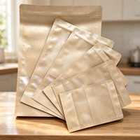 Sacs en papier kraft avec fenêtre, sacs en papier kraft épais, sacs auto-scellants pour l'emballage des noix, du thé, des aliments et des fruits secs