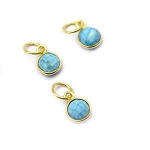 จี้พลอยเทอร์ควอยซ์ขอบ6มม. ทำด้วยมือสร้อยคอเงินแท้จี้แฟชั่นของขวัญแฮนด์เมด - Product Image 2