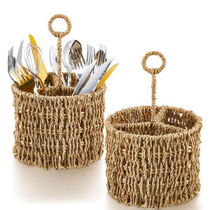 Sea grass cutlery holder container seagrass flatware <b>storage</b> for christmas holiday table decor - Product Image 6