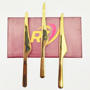 Pince à épiler en acier inoxydable de haute précision couleur or, pointe inclinée, écologique, personnalisable, fournitures de beauté - Product Image 1