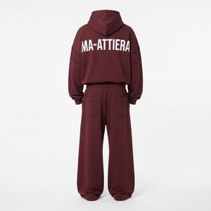 <b>men</b> <b>hoodie</b> jogger set <b>burgundy</b> gray tracksuit color block tracksuit cotton fleece tracksuit oversized <b>hoodie</b> set jogger pants - Product Image 3
