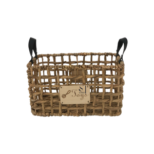 Panier pour animaux de compagnie en jacinthe d'eau et en herbe marine tissés à la main de haute qualité, écologiques, réutilisables, pour chats et petits chiens, forme rectangulaire, artisanat - Product Image 1