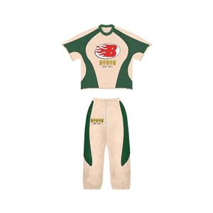 100% High Quality Own Branded Logo Design Printed Two Piece Sets <b>T</b> <b>Shirts</b> & Trouser Sets Sweat <b>Suits</b> For Men's - Product Image 4