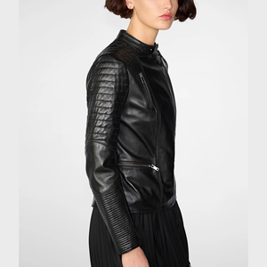 Chaqueta de cuero Premium para mujer, chaqueta de cuero genuino clásica y elegante, chaquetas de moto con cremallera estilo ciclista, precio barato - Product Image 6