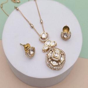 ชุดจี้สร้อยคอและต่างหูที่สวยงามสำหรับผู้หญิงชุดงานแต่งงานสำหรับผู้หญิงและเด็กผู้หญิงโทนสีทองสวยงาม - Product Image 1