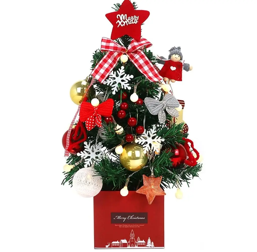 Natale Mini alberi decorazione luci Led piccolo albero di natale artificiale per la decorazione della tavola albero di natale decorazione casa ufficio