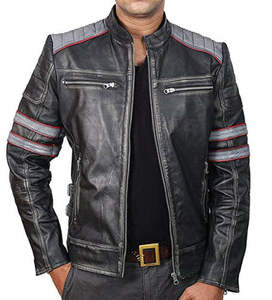 Veste en cuir pour homme, fermeture éclair, manches longues, mode, Durable - Product Image 3