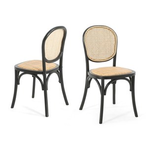 <b>Black</b> Cane Back Modern <b>Dining</b> <b>Chair</b> with Rattan Seat Eco-Friendly Portable Durable & Easy Clean for Hotel Apartment Banquet Use - Product Image 3