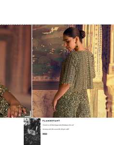 Nuevo Conjunto de 3 Piezas, Choli, Shrug y Palazzo con Blusa y Chaqueta Bordadas para Mujer, para Bodas y Fiestas - Product Image 6