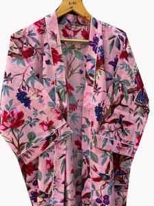 Peignoir Kimono en coton imprimé floral de luxe élégant pour femmes été automne léger doux confortable pour se prélasser Spa plage - Product Image 4