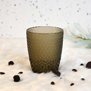 Ensemble de 6 verres à boire de qualité supérieure, motif étoile moderne texturé unique, vert olive et brun clair, pour les fêtes - Product Image 5