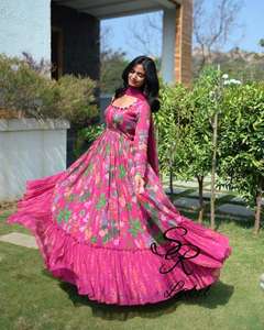 Presentamos el Nuevo Vestido Anarkali Estampado de Diseñador, Vestido de Georgette Estampado de Buena Calidad, Georgette Pesado con Estampado Digital Cosido - Product Image 3