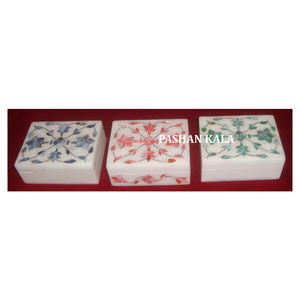 Cajas de regalo de joyería con diseño de incrustaciones de nácar de mármol blanco de diseñador indio para propósito de regalo de boda y negocios al mejor precio - Product Image 1