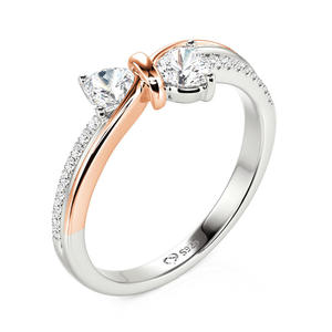 Bague Jeulia pour femme, à double cœur, avec ruban bicolore et zircon, pour anniversaire - Product Image 2