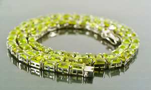 Peridot Tennis Necklace Bridal Jewelry Engagement Wedding Gift Anniversary Sterling Silver Elegant Green Gemstone - Product Image 5