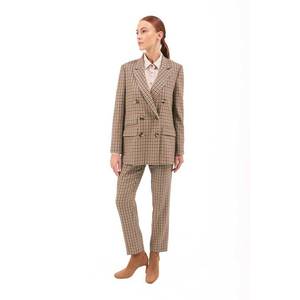 <b>Brown</b> Gingham Double-Breasted Button <b>Jacket</b> - Product Image 3