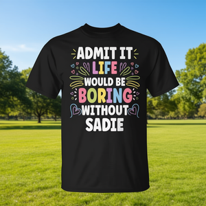 T-shirt personalizzata con nome Sadie, design promozionale accattivante con stampa del nome unico - Product Image 3