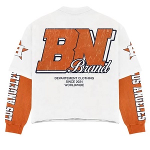 Custom BN Brand Logo Design Men's White Orange Los Angeles Sweatshirt & Pants <b>Set</b> Crew Neck <b>Knitted</b> Casual Autumn Wear <b>Set</b> - Product Image 4