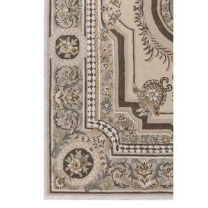 Tapis rectangulaire Kora Ivory Boho en laine et viscose tufté à la main, motif médaillon, idéal pour chambre et salon, fait main, couleur unie - Product Image 4