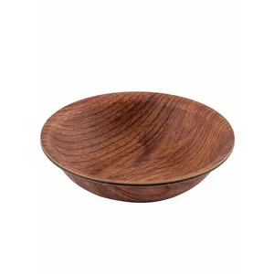 Cuenco de madera de forma redonda Simple moderno hecho a mano, Base de madera para la pared del hogar, utensilios de cocina decorativos, viene con embalaje de cartón - Product Image 4