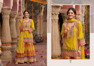 Costume Sharara imprimé numérique Chinon avec vêtements indiens et pakistanais fabriqués à la mode Dupatta Maruti - Product Image 4