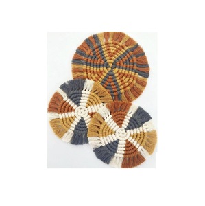 Multiple Color Hot Selling Handmade Cotton Macrame Potholder Fringe Macrame Candle Coaster Woven Placemat for Kitchenware - Product Image 4
