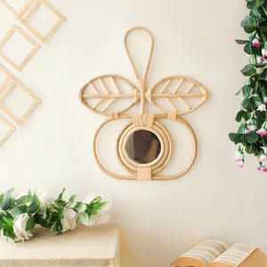 Espejos de mimbre para colgar en la pared en forma de manzana, decoración del hogar, espejo moderno de ratán Natural para niños y niñas - Product Image 5