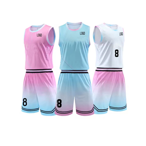 Custom Digital Print Breathable 100% Polyester Basketball Jersey Set Gradient Color Sleeveless <b>Tank</b> Top Elastic Waist Shorts - Product Image 1