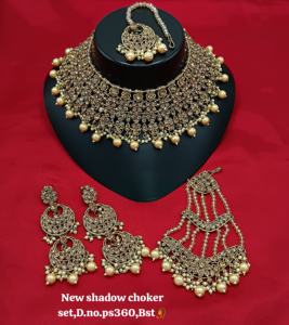 Designer Antique Handmade CZ Studded Thread Work Patwa Indian Necklaces Earrings & Head Wear For Womens & <b>Girl</b> <b>Jewellery</b> <b>Sets</b> - Product Image 2