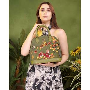 Sac à main de soirée en cuir vegan brodé - Vert olive, sac de fête de mariage - Product Image 4