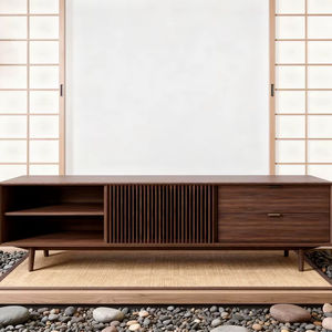 ตู้วางทีวีไม้สักแท้สีน้ำตาล ผลิตในอินโดนีเซีย สำหรับห้องนั่งเล่น ห้องนอน อพาร์ทเมนต์ และเฟอร์นิเจอร์โรงแรม - Product Image 1