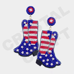 Purple Gold <b>Football</b> Beaded <b>Earrings</b> for Women Patriotic Orange White Blue Colour for Wedding or Memorial Day - Product Image 5